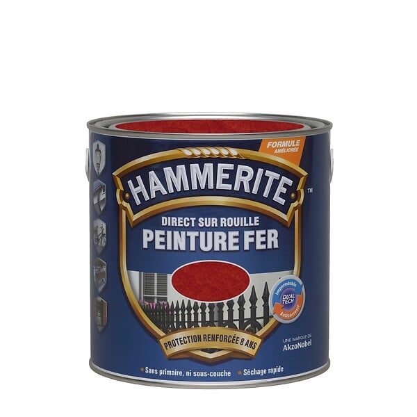 HAMMERITE - Peinture Direct sur Rouille - Martele Rouge - 2,5L - large