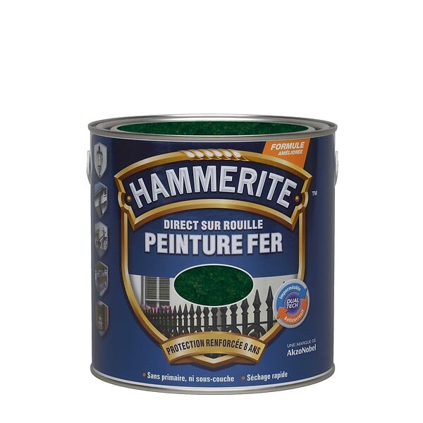 HAMMERITE - Peinture antirouille directe - Vert Epicea - Martelé - 2,5L - large