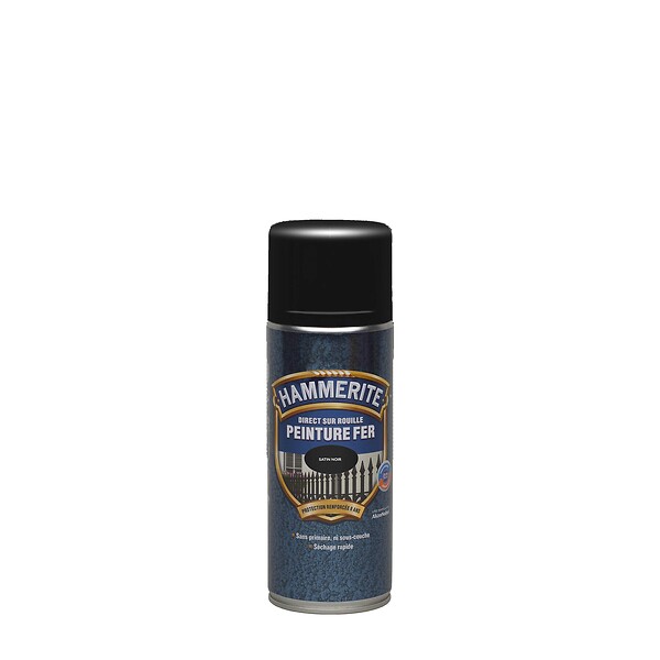 HAMMERITE - Aerosol fer Hammerite Direct sur Rouille Satin Noir 400 ML - large