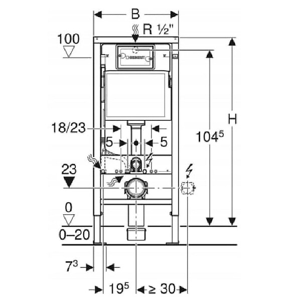 GEBERIT - Bâti support universel Duofix GEBERIT pour WC suspendu  Sans plaque chasse d'eau - large