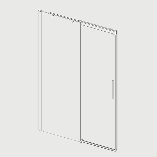 KASSANDRA - Paroi de douche fixe + Porte coulissante LUNA profil noir mat verre fumé 125 cm Sans paroi latérale - large