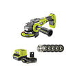 RYOBI - Pack RYOBI Meuleuse d'angle brushless R18AG7-0 - 18V One+ - 1 batterie 2.0Ah - 1 chargeur rapide RC18120-120 - Kit 6 disque 125 mm - vignette
