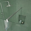 AURLANE - Paroi de Douche 80x195 cm en Verre Trempé 5 mm - Finition Chromé - CHROMED ELEMENTARY - vignette