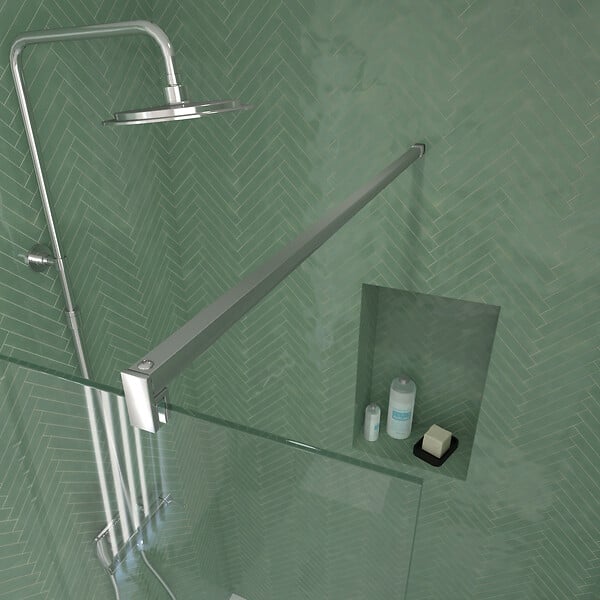AURLANE - Paroi de Douche 100x195 cm en Verre Trempé 5 mm - Finition Chromé - CHROMED ELEMENTARY - large