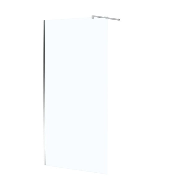AURLANE - Paroi de Douche 100x195 cm en Verre Trempé 5 mm - Finition Chromé - CHROMED ELEMENTARY - large