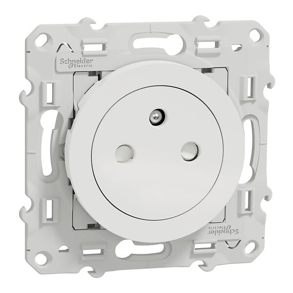 SCHNEIDER ELECTRIC - Prise de courant 2P+T affleurante - Odace - Blanc - 16A - large