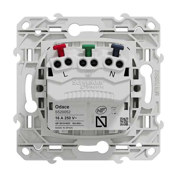 SCHNEIDER ELECTRIC - Prise de courant 2P+T affleurante - Odace - Blanc - 16A - large