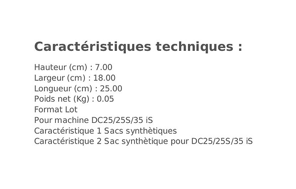 SIDAMO - Lot de 5 sacs synthétiques Sidamo pour DC25  25S  35 iS  SIDAMO  20498437 - large