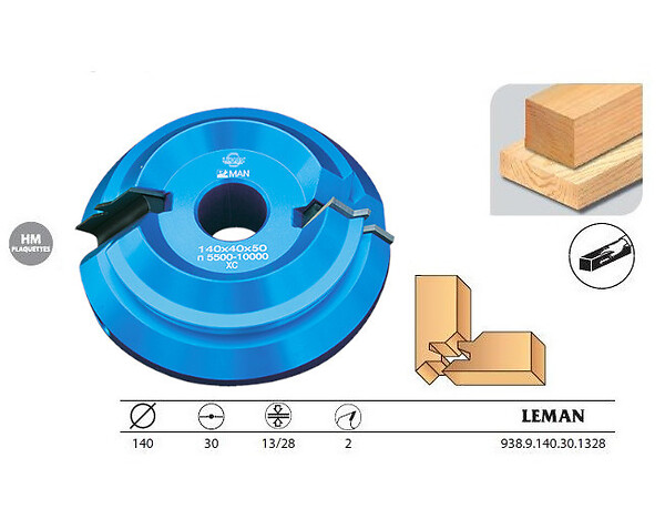 LEMAN - Porte-outils bouvetage d'angle à  45Â° diam. 140 Ep. 13/28 z2 938.9.140.30.1328 Leman - large