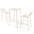 OVIALA - Ensemble table de bar et 2 chaises hautes en métal ivoire - Palavas - vignette
