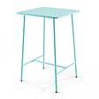 OVIALA - Table haute de jardin carrée en acier bleu turquoise 70cm - Palavas - vignette