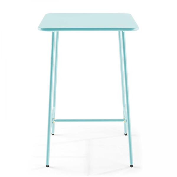 OVIALA - Table haute de jardin carrée en acier bleu turquoise 70cm - Palavas - large