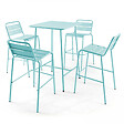 OVIALA - Table haute de jardin carrée en acier bleu turquoise 70cm - Palavas - vignette