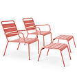 OVIALA - Lot de 2 fauteuils relax avec repose-pieds en métal argile - Palavas - vignette