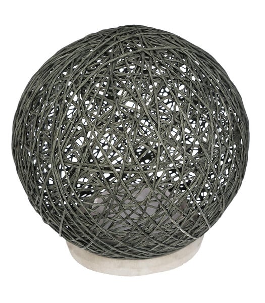 ATMOSPHERA - Lampe à poser Boule Grise sur socle ciment D 18 cm - large