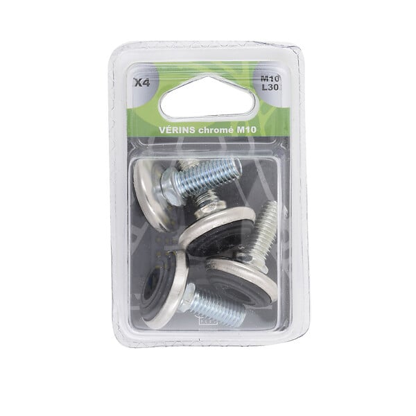 BAR PLUS - Vérin de réglage chromé D.10mm longueur 2.5cm x4 pièces - large
