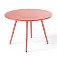 OVIALA - Table basse de jardin ronde en métal argile 50 cm - Palavas - vignette