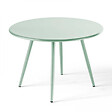 OVIALA - Table basse de jardin ronde en métal vert sauge 40 cm - Palavas - vignette