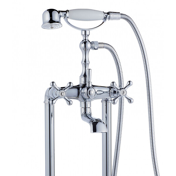 PLANETE BAIN - Robinetterie sur pied au sol retro Glasgow pour baignoire ilot - large