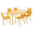 OVIALA - Ensemble table de jardin et 6 fauteuils en métal jaune - Palavas - vignette