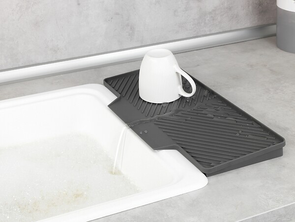 WENKO - Tapis égouttoir en caoutchouc Neli - Gris - L.40xl.20cm - large