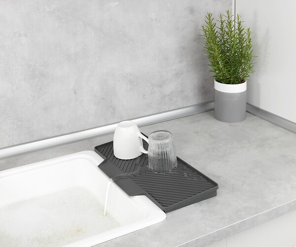 WENKO - Tapis égouttoir en caoutchouc Neli - Gris - L.40xl.20cm - large