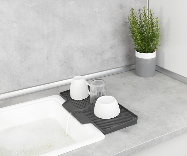 WENKO - Tapis égouttoir en caoutchouc Neli - Gris - L.40xl.20cm - large
