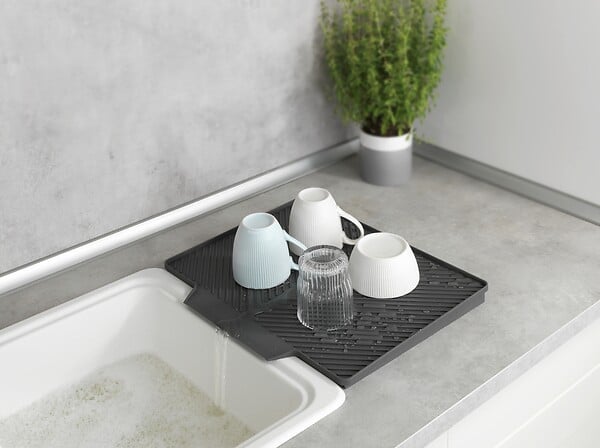 WENKO - Tapis égouttoir Nelia - Gris - L.40xl.34xEp.3cm - large