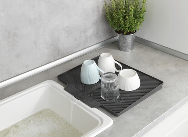 WENKO - Tapis égouttoir Nelia - Gris - L.40xl.34xEp.3cm - large