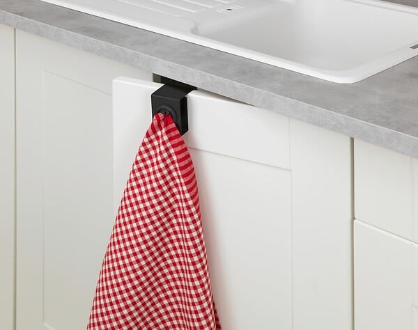 WENKO - Crochet de cuisine Push inox - Noir mat - sans perçage - large