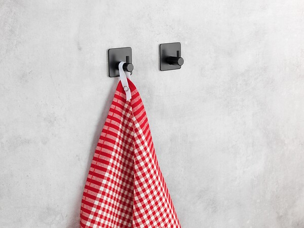 WENKO - Crochet mural acier inox Ureo Noir lot de 2 - large