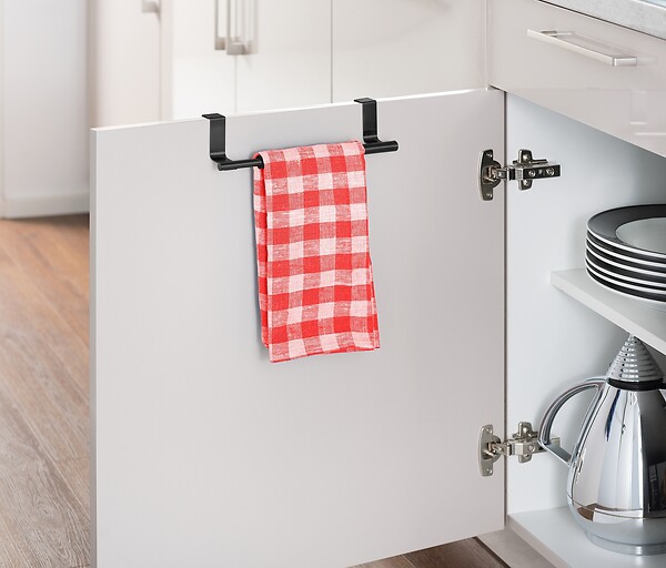 WENKO - Porte-serviettes à suspendre, noir 36-60 - large