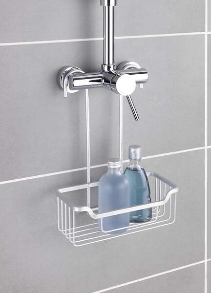WENKO - Serviteur douche aluminium Milo Argent - Sans perçage - large