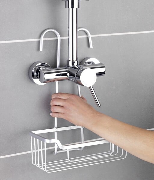 WENKO - Serviteur douche aluminium Milo Argent - Sans perçage - large