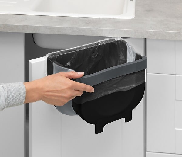 WENKO - Poubelle à suspendre Fago 5l, noir BO - large