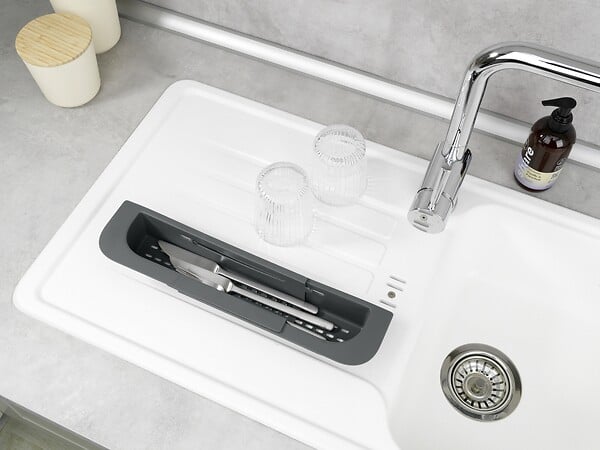 WENKO - Organiseur de lavage Fino extensible - Gris - large
