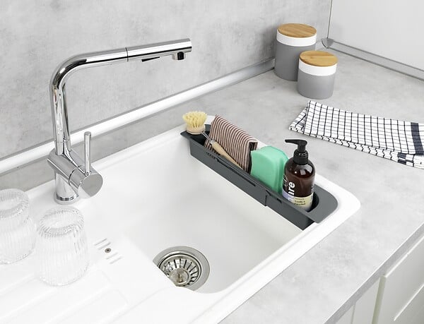WENKO - Organiseur de lavage Fino extensible - Gris - large