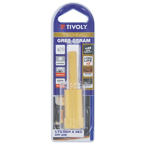 TIVOLY - Foret diamant à sec - Queue hexagonale 5mm - L 65mm - large