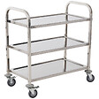 HOMCOM - HOMCOM Chariot de service desserte de cuisine à roulettes 3 étagères 85L x 45l x 90H cm acier inox. chromé - vignette