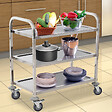 HOMCOM - HOMCOM Chariot de service desserte de cuisine à roulettes 3 étagères 85L x 45l x 90H cm acier inox. chromé - vignette