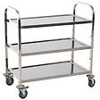 HOMCOM - HOMCOM Chariot de service desserte de cuisine à roulettes 3 étagères 85L x 45l x 90H cm acier inox. chromé - vignette
