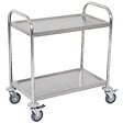 HOMCOM - HOMCOM Chariot de service desserte de cuisine à roulettes 2 étagères 71L x 41l x 81H cm acier inox. chromé - vignette