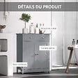 KLEANKIN - Meuble bas salle de bain - 2 portes, 2 tiroirs, étagère - poignées boutons métal - gris - vignette