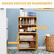 KLEANKIN - Meuble rangement bas salle de bain bambou style naturel 2 portes avec étagère 2 niches bambou - vignette