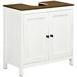 KLEANKIN - Meuble salle de bain - meuble sous-vasque - placard 2 portes avec étagère - panneaux blanc aspect bois noyer - vignette