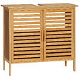KLEANKIN - Meuble sous-vasque 2 portes à lattes - dim. 66L x 29l x 61,5H cm - bois de bambou verni - vignette