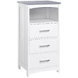 KLEANKIN - Meuble colonne salle de bain style contemporain - 3 tiroirs, niche - MDF blanc gris - vignette