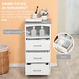 KLEANKIN - Meuble colonne salle de bain style contemporain - 3 tiroirs, niche - MDF blanc gris - vignette