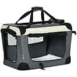 PAWHUT - Sac de transport pour chien et chat pliable - poignée, 3 entrées zippées, poche - coussin amovible inclus - acier oxford polyester gris noir - vignette