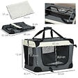 PAWHUT - Sac de transport pour chien et chat pliable - poignée, 3 entrées zippées, poche - coussin amovible inclus - acier oxford polyester gris noir - vignette